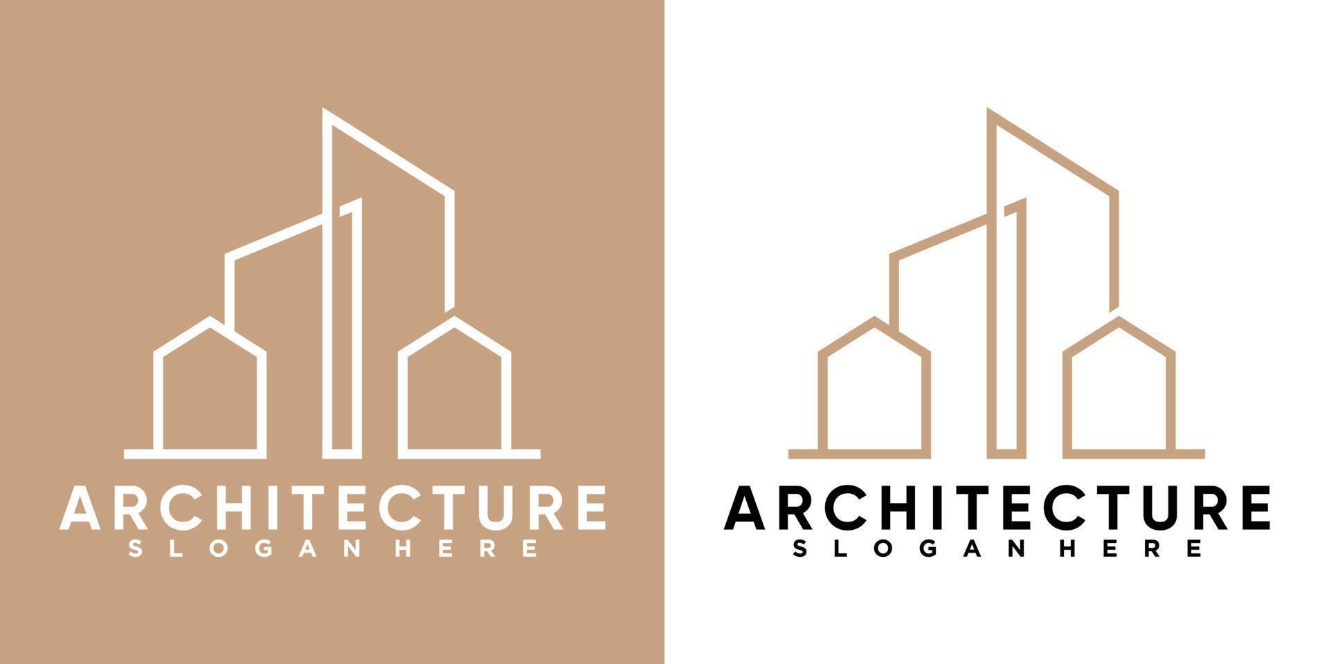 architectuur logo ontwerp met stijl en creatief concept vector