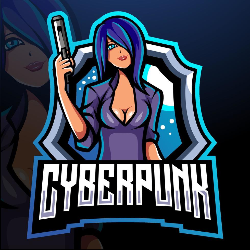 cyberpunk mascotte. e sport logo ontwerp vector