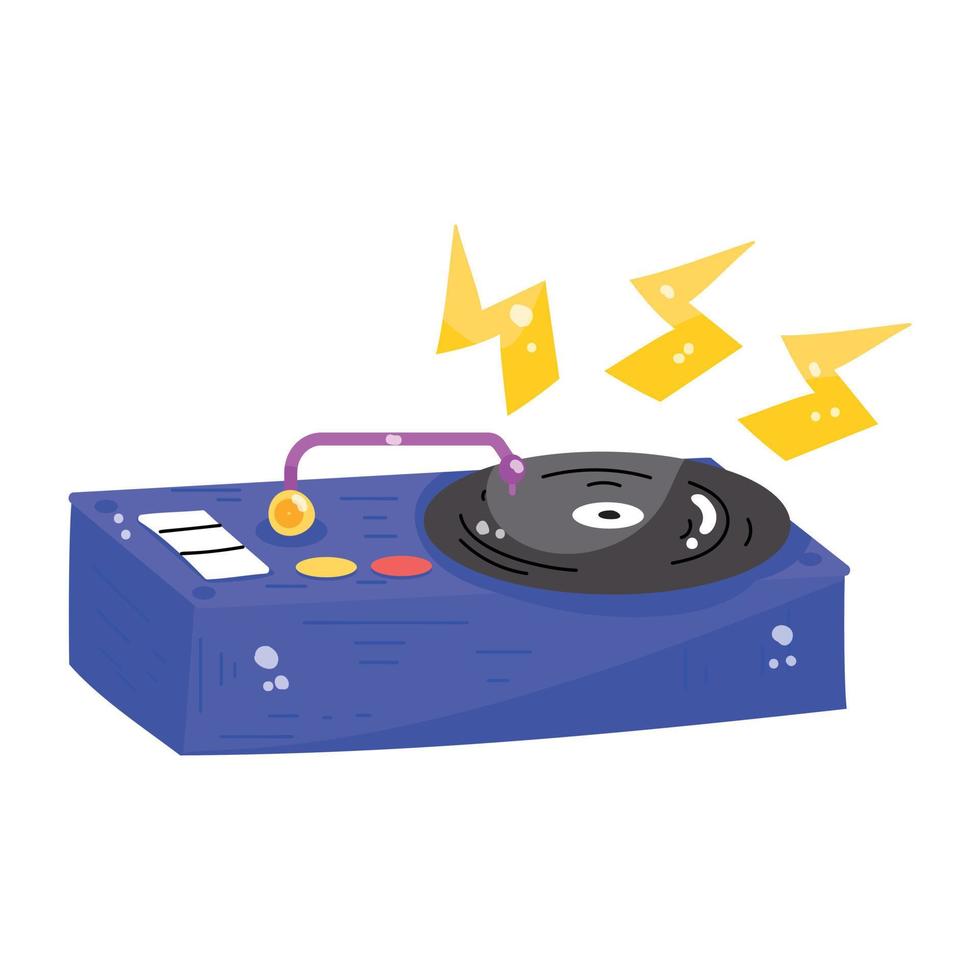 een icoon van vinyl speler vlak sticker ontwerp vector
