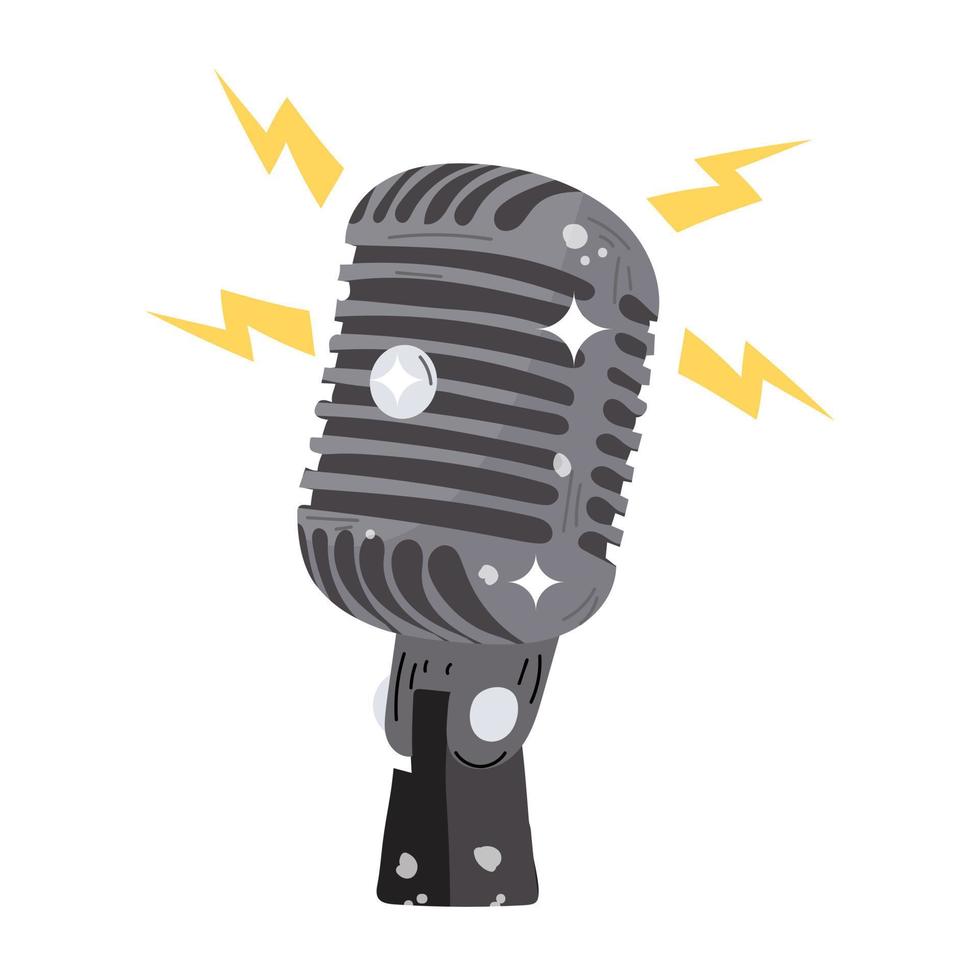 een icoon van mic vlak sticker ontwerp vector