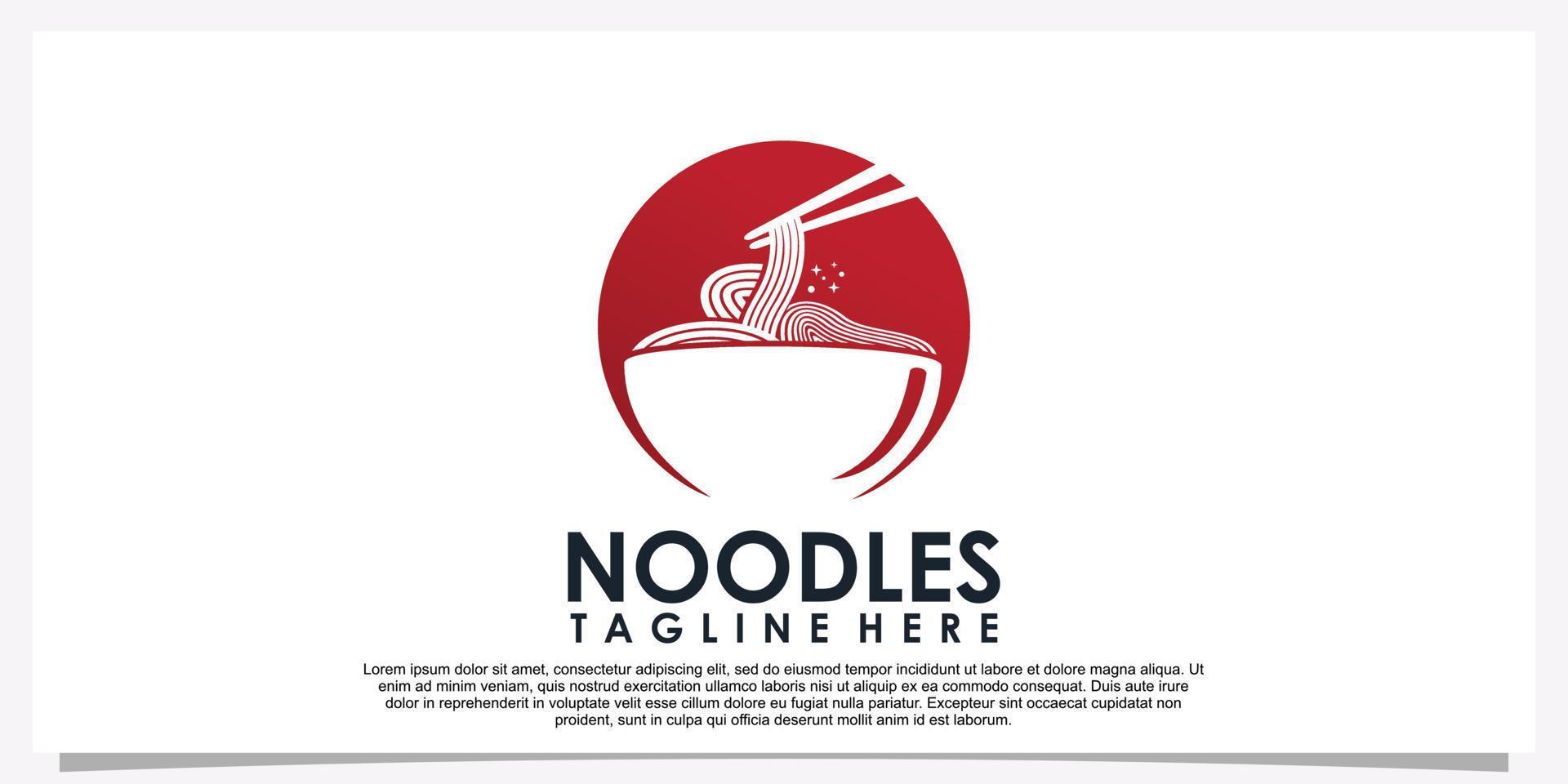 ramen noodle logo ontwerp illustratie voor restaurant icoon met creatief element premie vector een deel 6