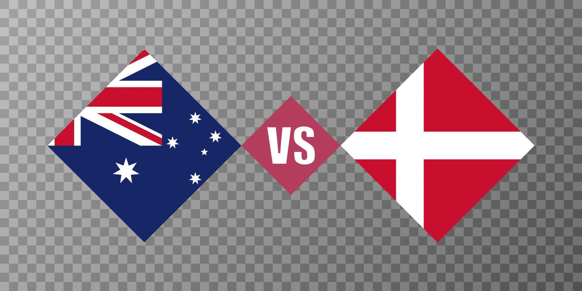 Australië vs Denemarken vlag concept. vectorillustratie. vector