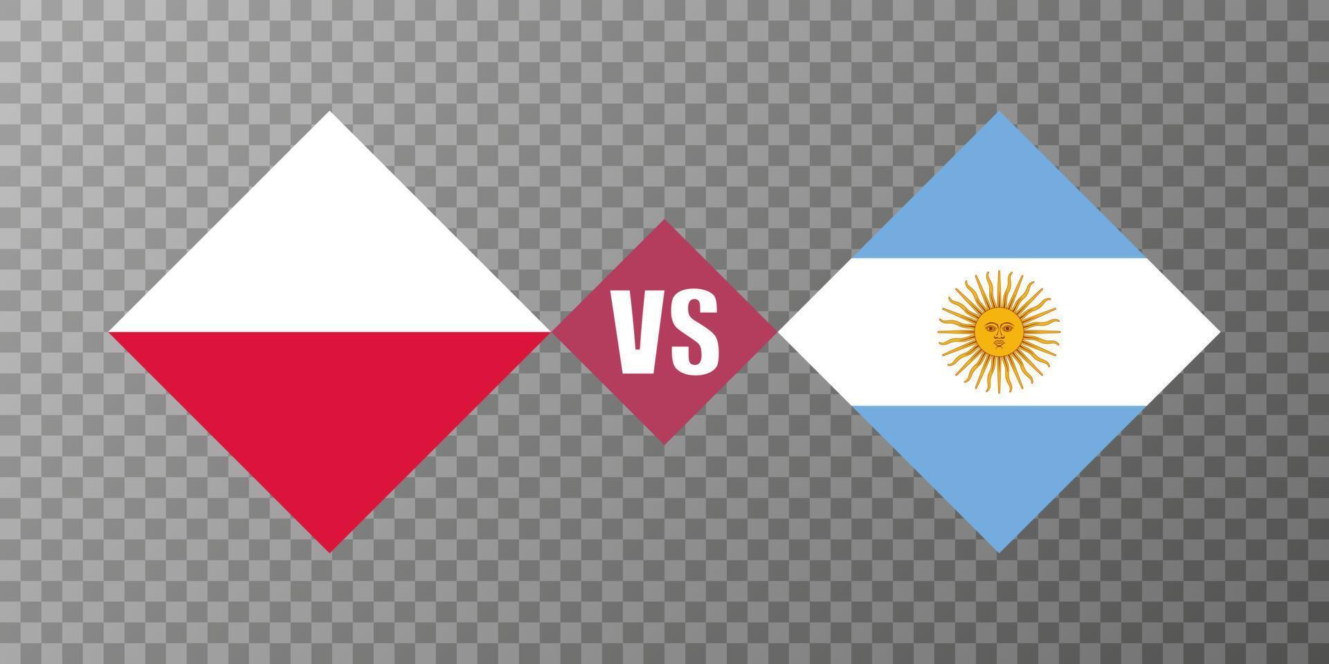 Polen vs Argentinië vlag concept. vectorillustratie. vector