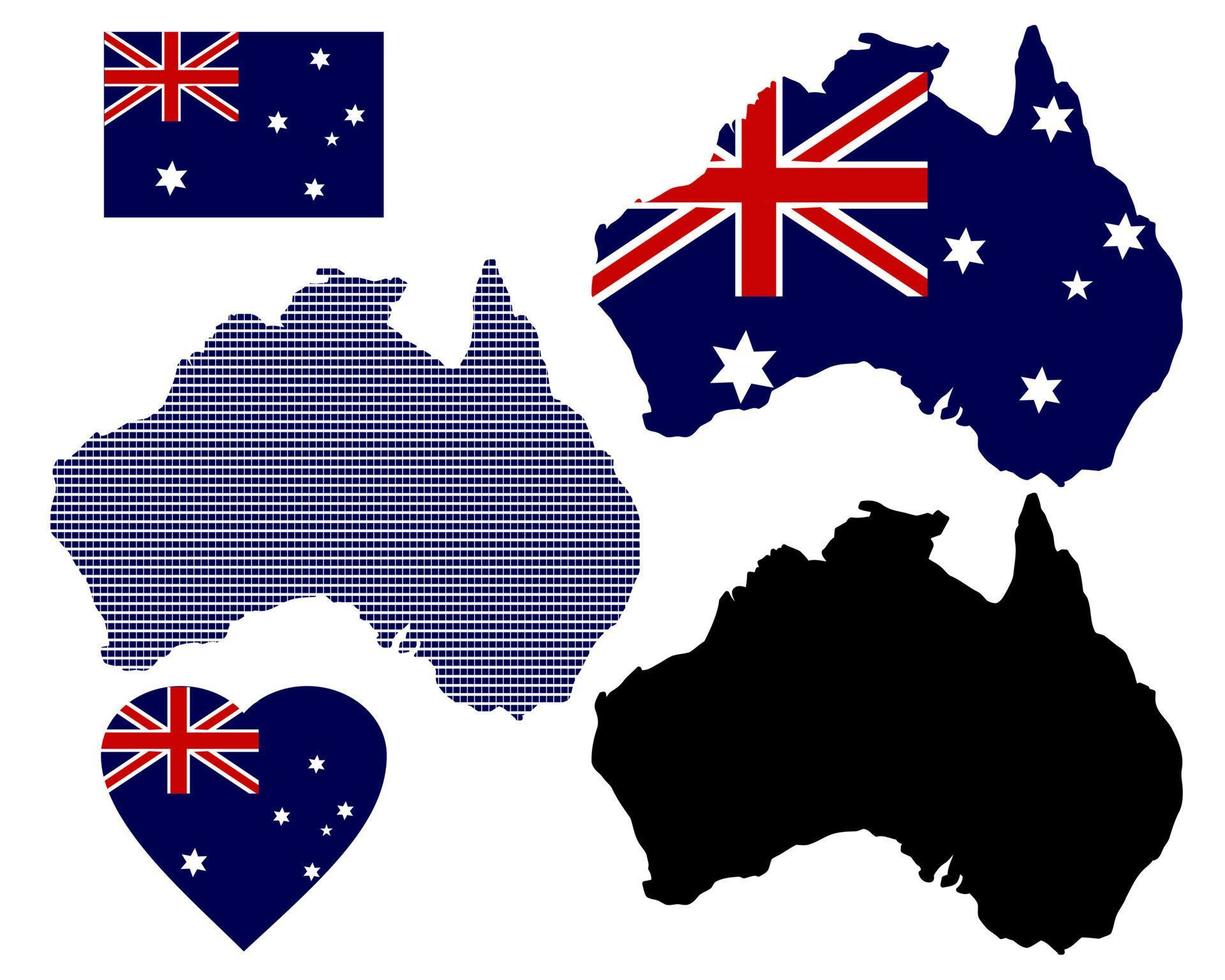 kaart vlag en symbool van Australië Aan een wit achtergrond vector