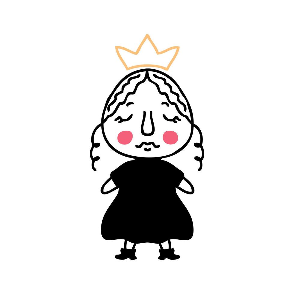 schattig weinig prinses tekening geïsoleerd vector illustratie.