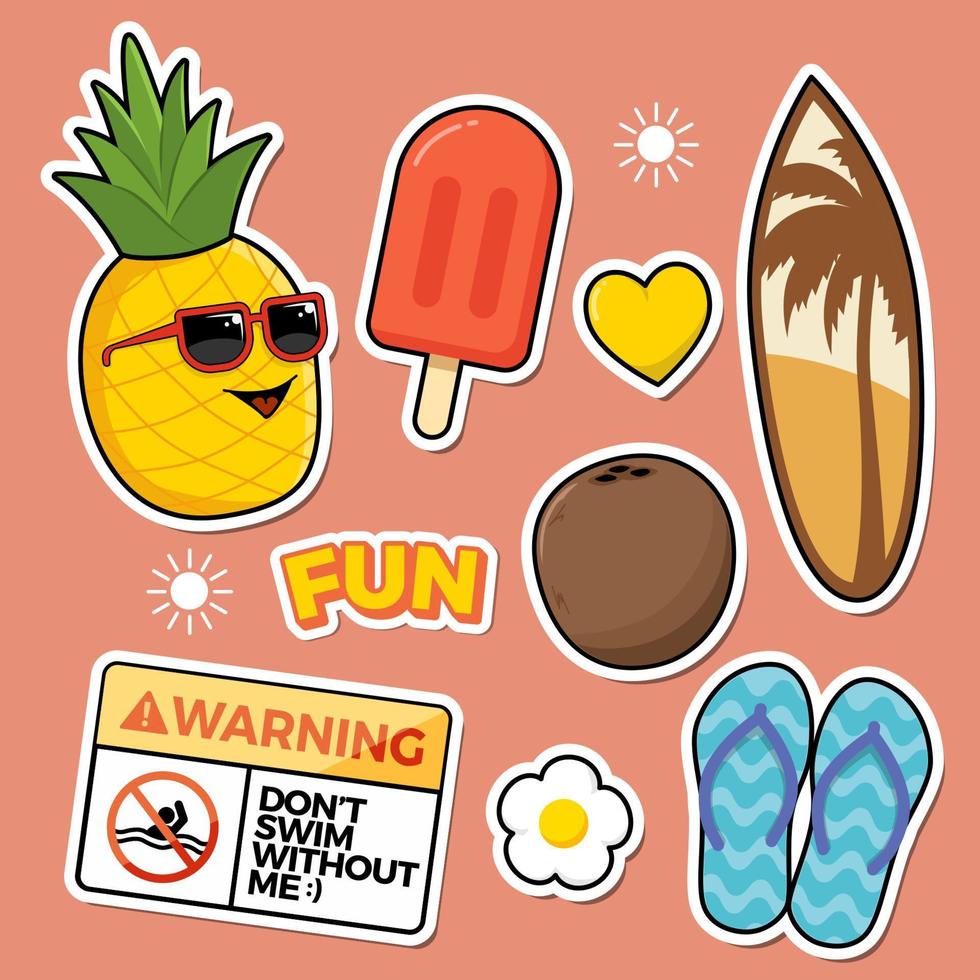 kleurrijk tekening sticker, gezond voedsel tekening sticker, karakter, wijnoogst sticker, fruit, veganistisch vector