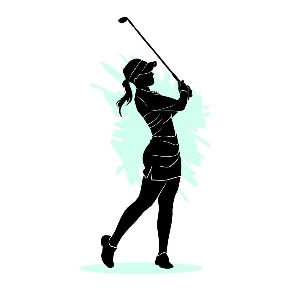 jong Dames spelen golf. vector illustratie