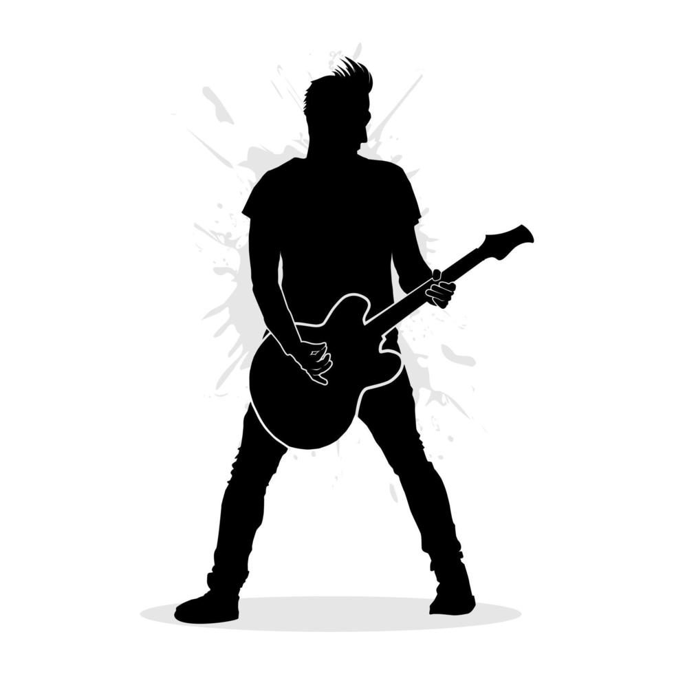 zwart silhouet van een gitarist. vector illustratie