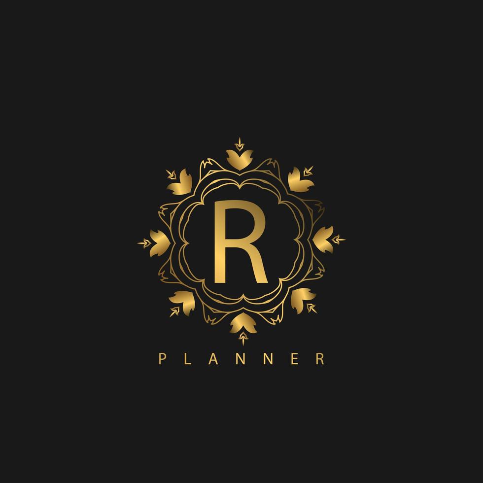 luxe logo met gouden kleur vector