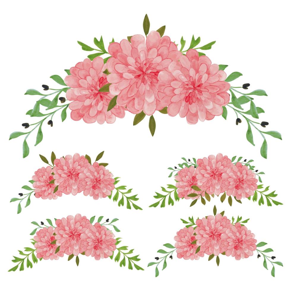 vintage roze bloemen arrangement aquarel set vector