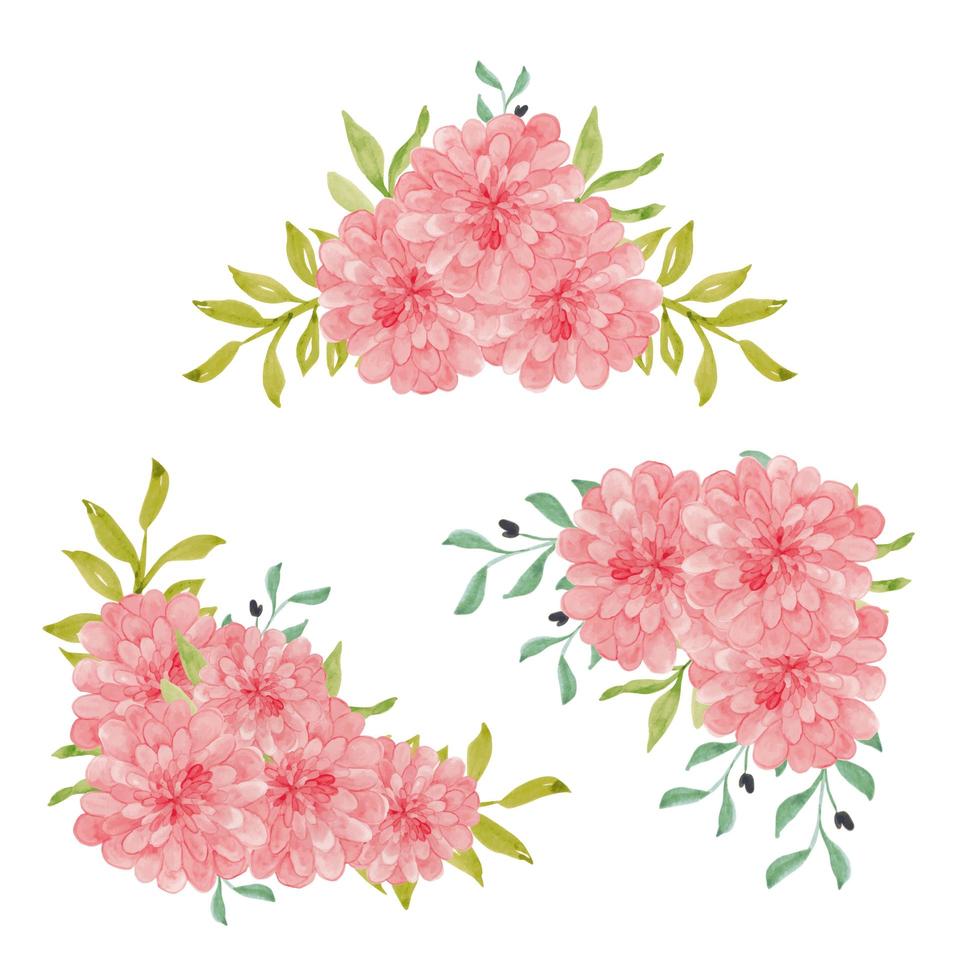 handgeschilderde aquarel dahlia bloem frame arrangement vector
