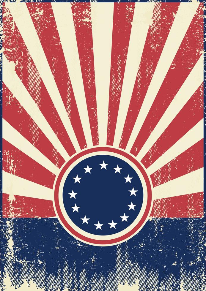 Amerikaanse vlag retro zonnestralen achtergrond vector