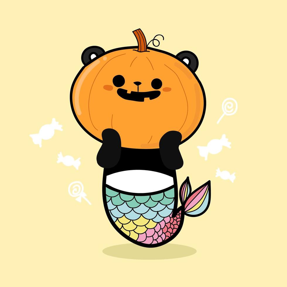 panda pompoen voor halloween vector