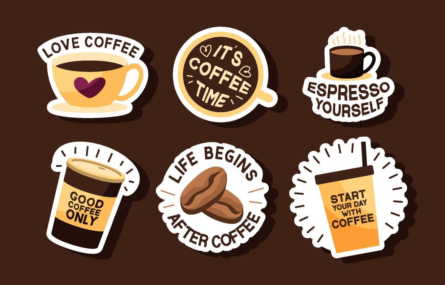 koffie themed journaling stickers vector