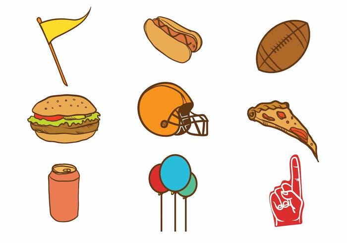 Gratis Handgetekende Tailgate Party Icon Set vector