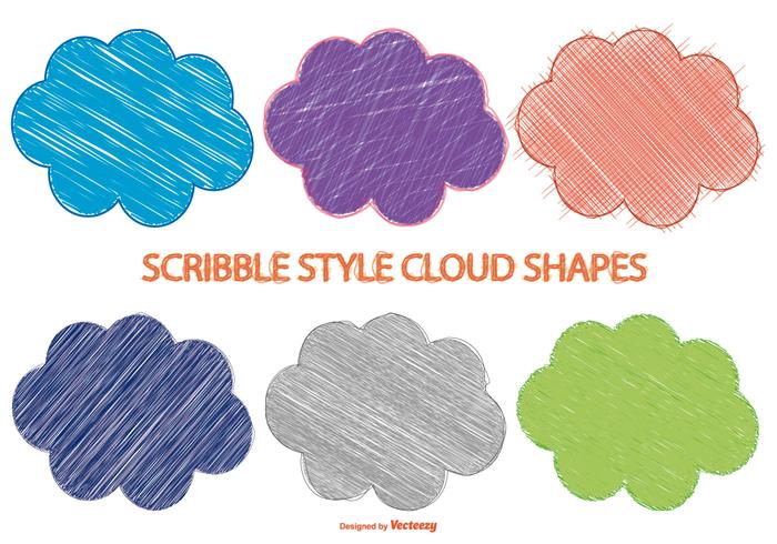 Scribble stijl wolk vormen vector