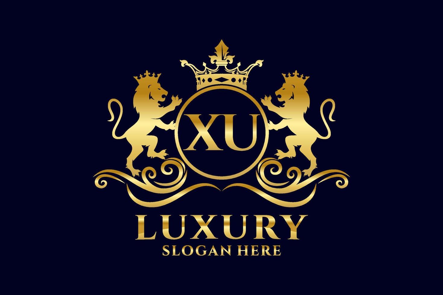 eerste xu brief leeuw Koninklijk luxe logo sjabloon in vector kunst voor luxueus branding projecten en andere vector illustratie.