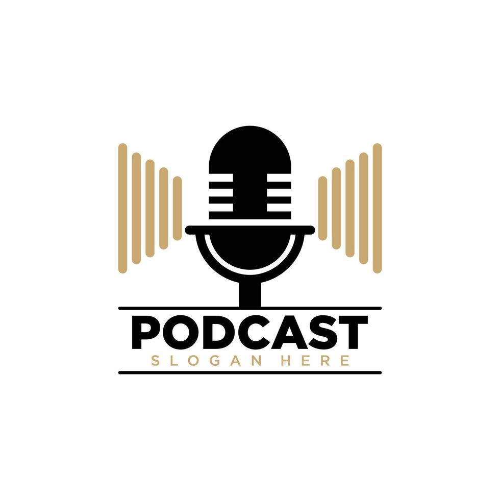 modern vlak microfoon logo ontwerp voor podcast bedrijf bedrijf symbool vector