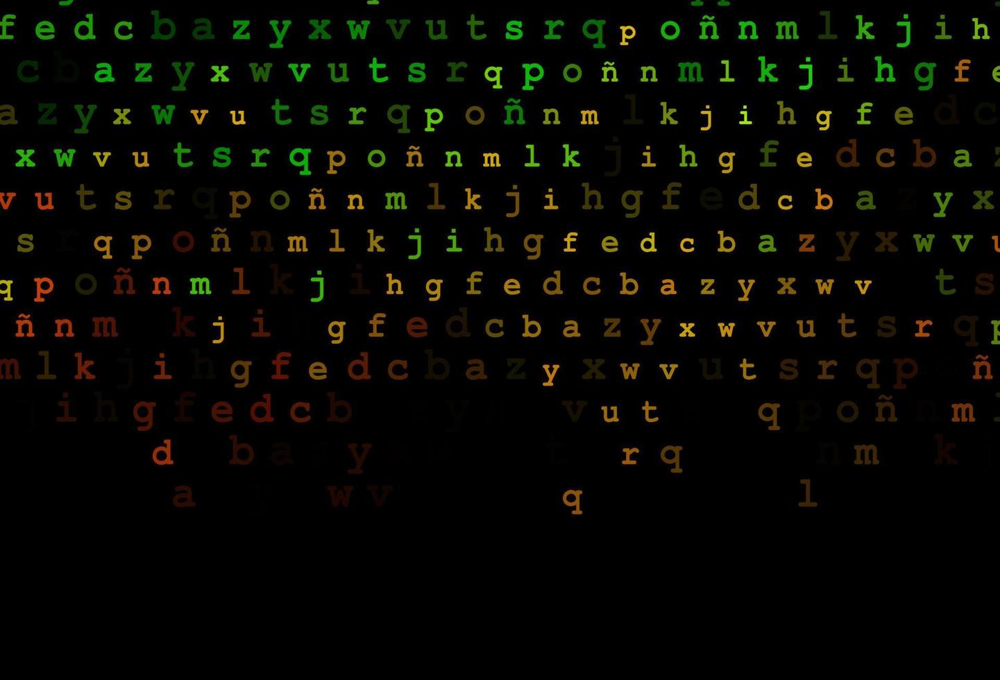 donkergroene, rode vectorachtergrond met tekens van alfabet. vector