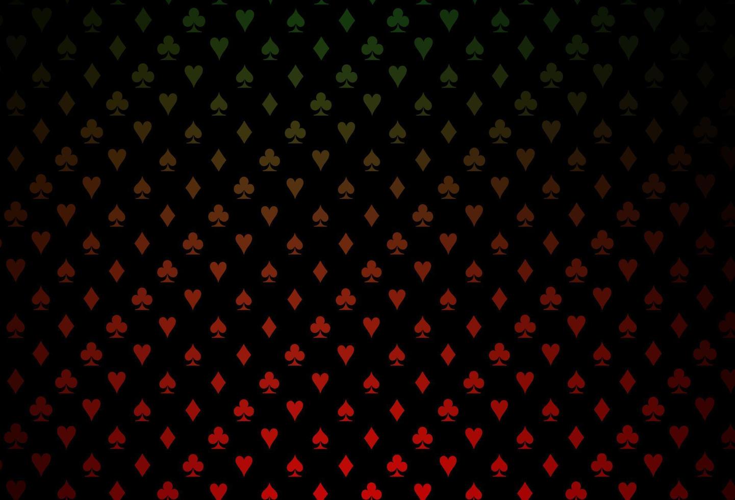 donkergroene, rode vectortextuur met speelkaarten. vector