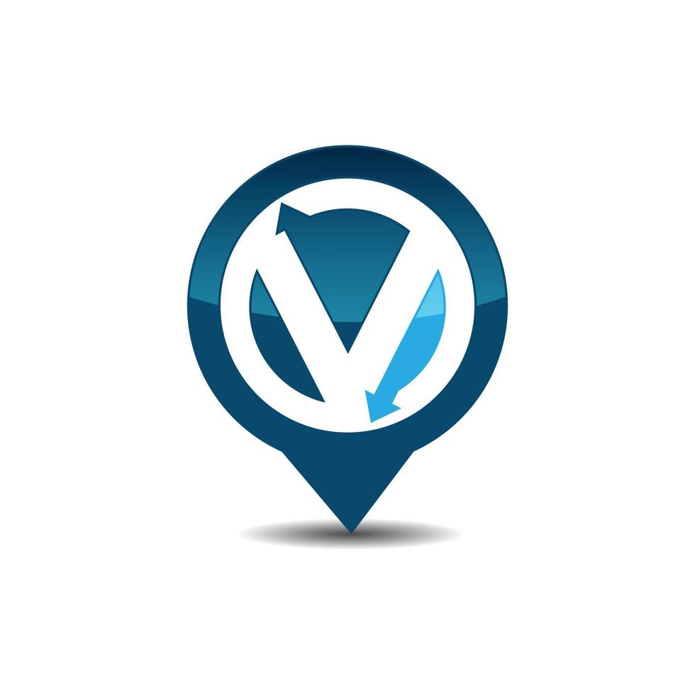 brief v GPS logo. GPS logo icoon vector ontwerp illustratie