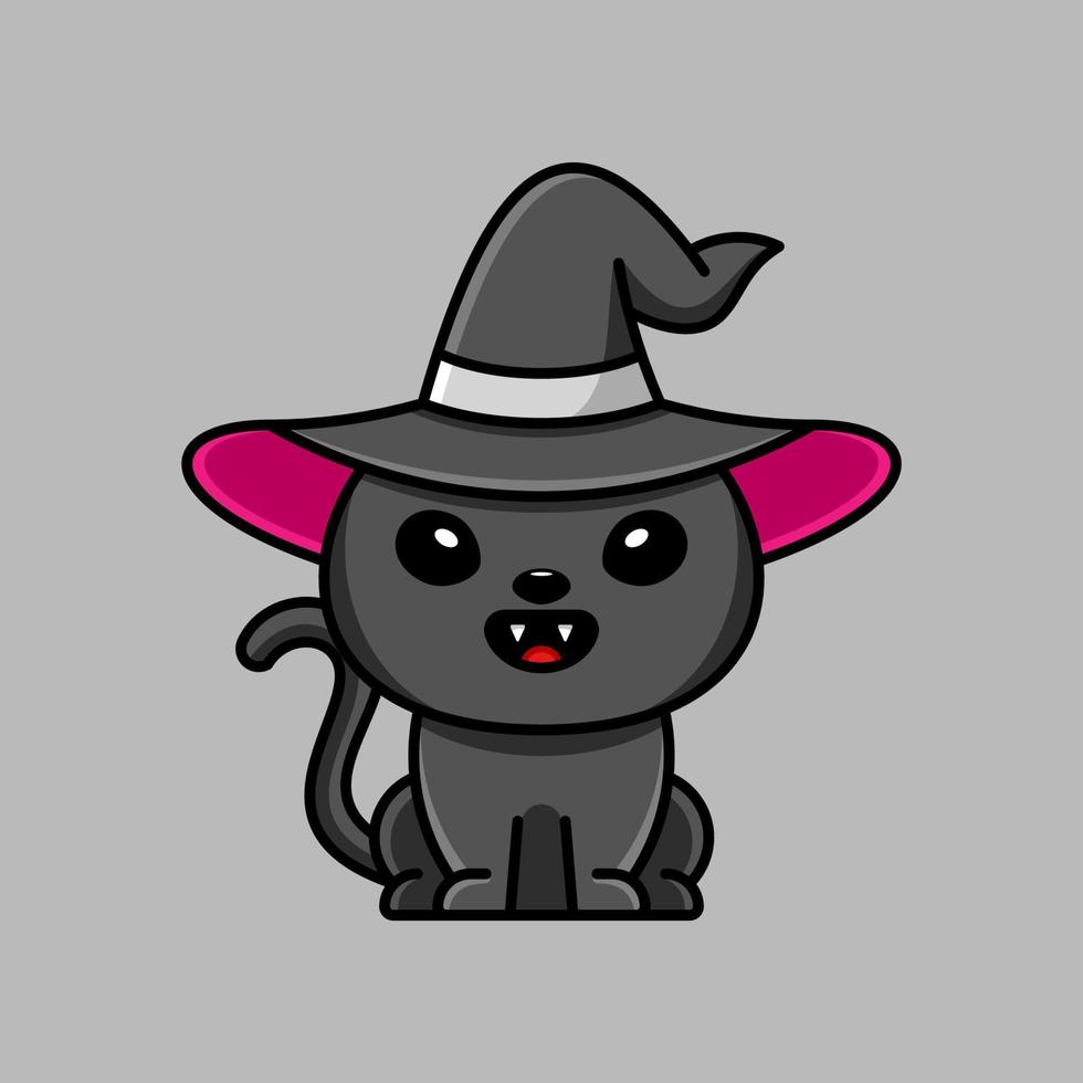 schattig heks kat viert halloween vector