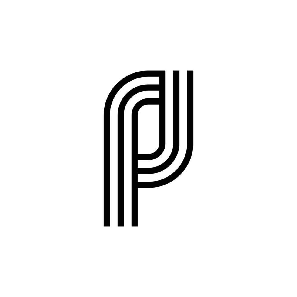 creatief brief p logo ontwerp vector