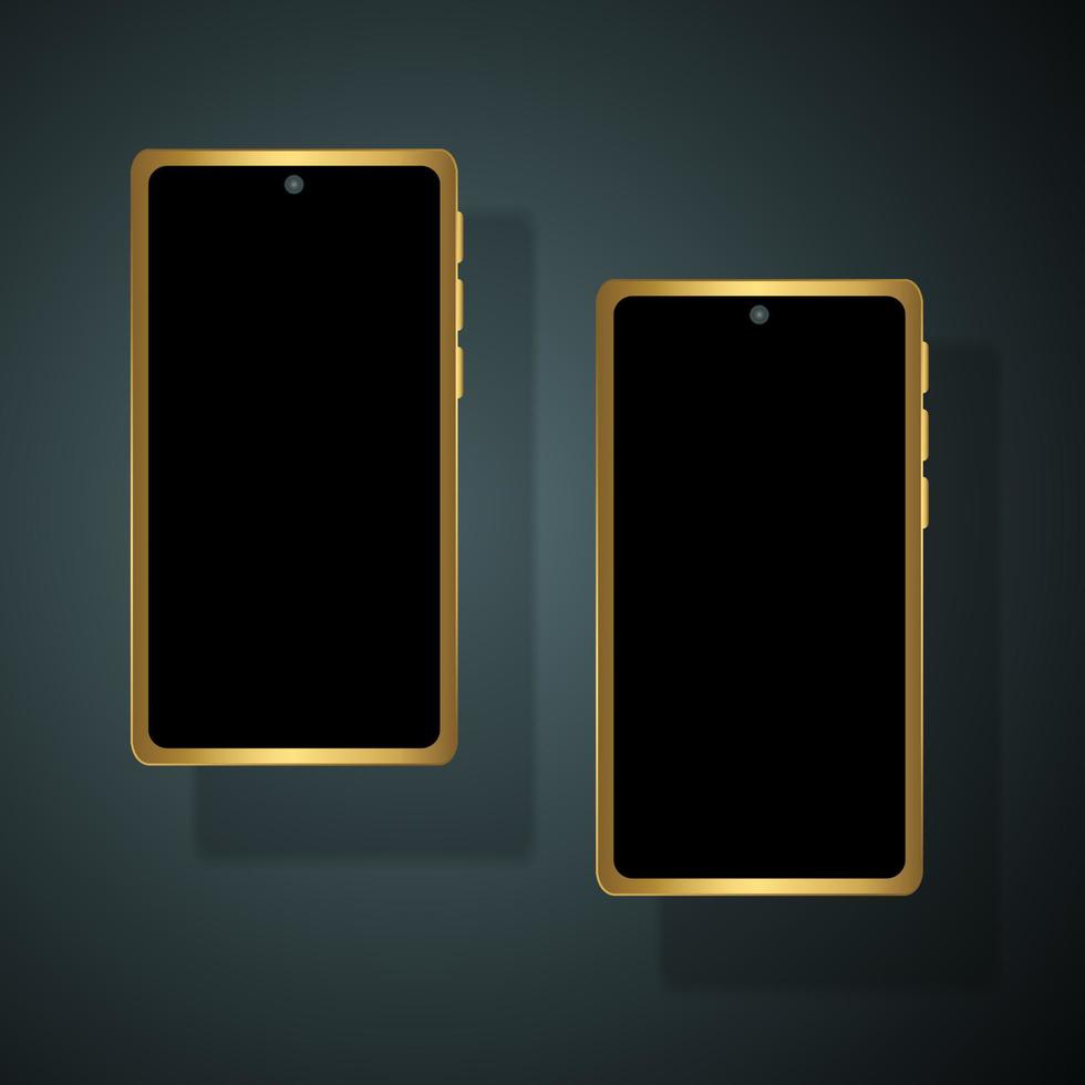 gouden telefoon foto kader vector