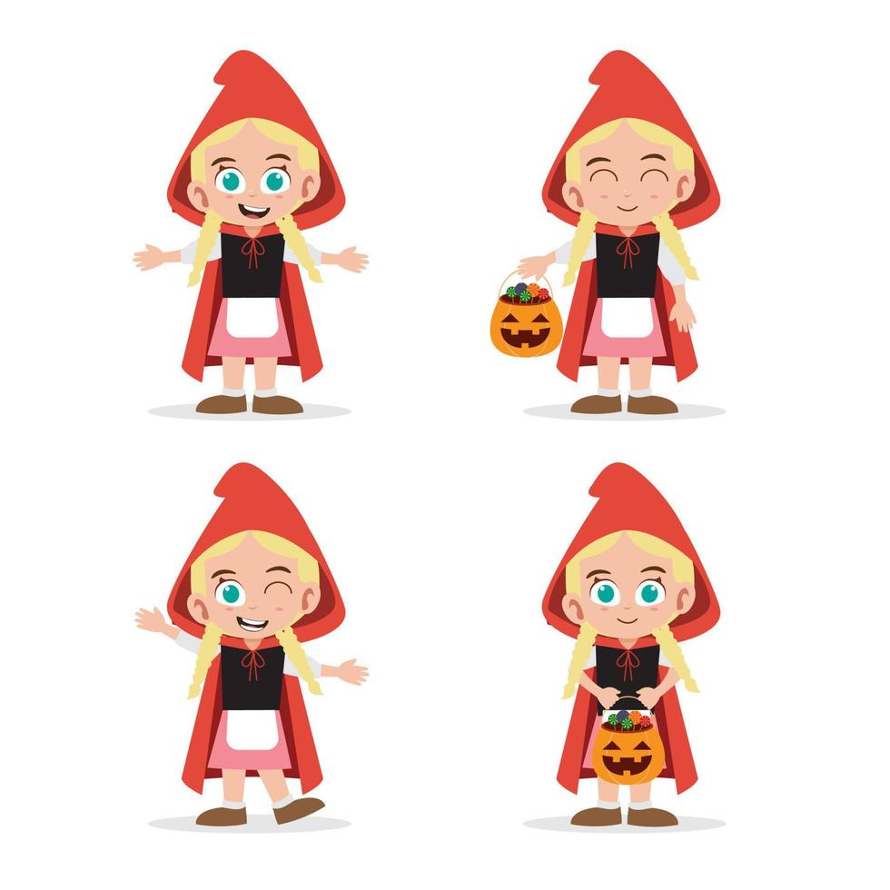 schattig meisje vervelend kostuum voor halloween vector illustratie