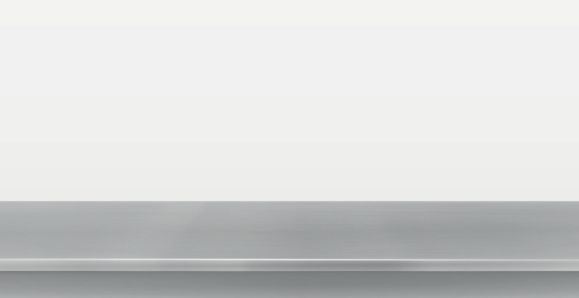 metalen keuken aanrecht, ijzer textuur, grote tafel op een witte achtergrond - vector