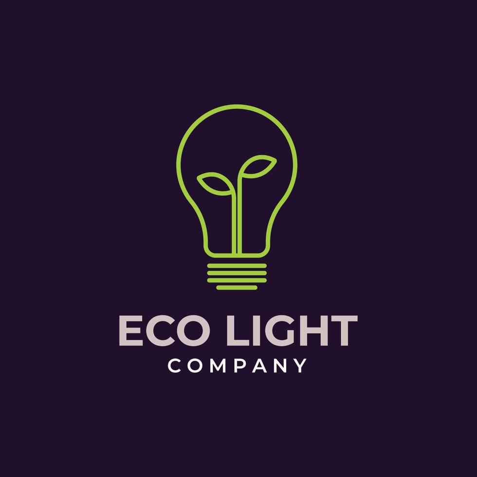 eco licht logo vector ontwerp met bladeren net zo groen energie concept