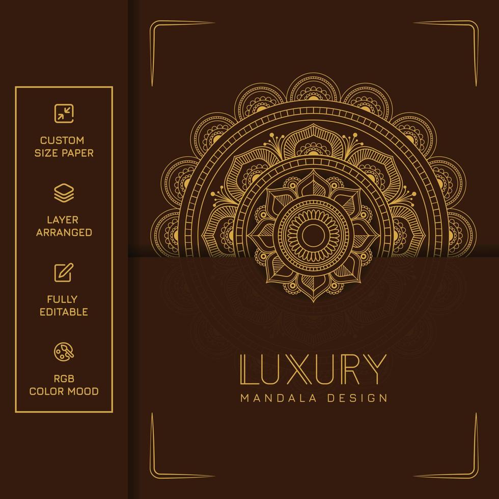 luxe goud mandala overladen achtergrond voor bruiloft uitnodiging, boek omslag. arabesk Islamitisch achtergrond pro vector. etnisch mandala ronde ornament patroon vector. decoratief mandala ontwerp. vector