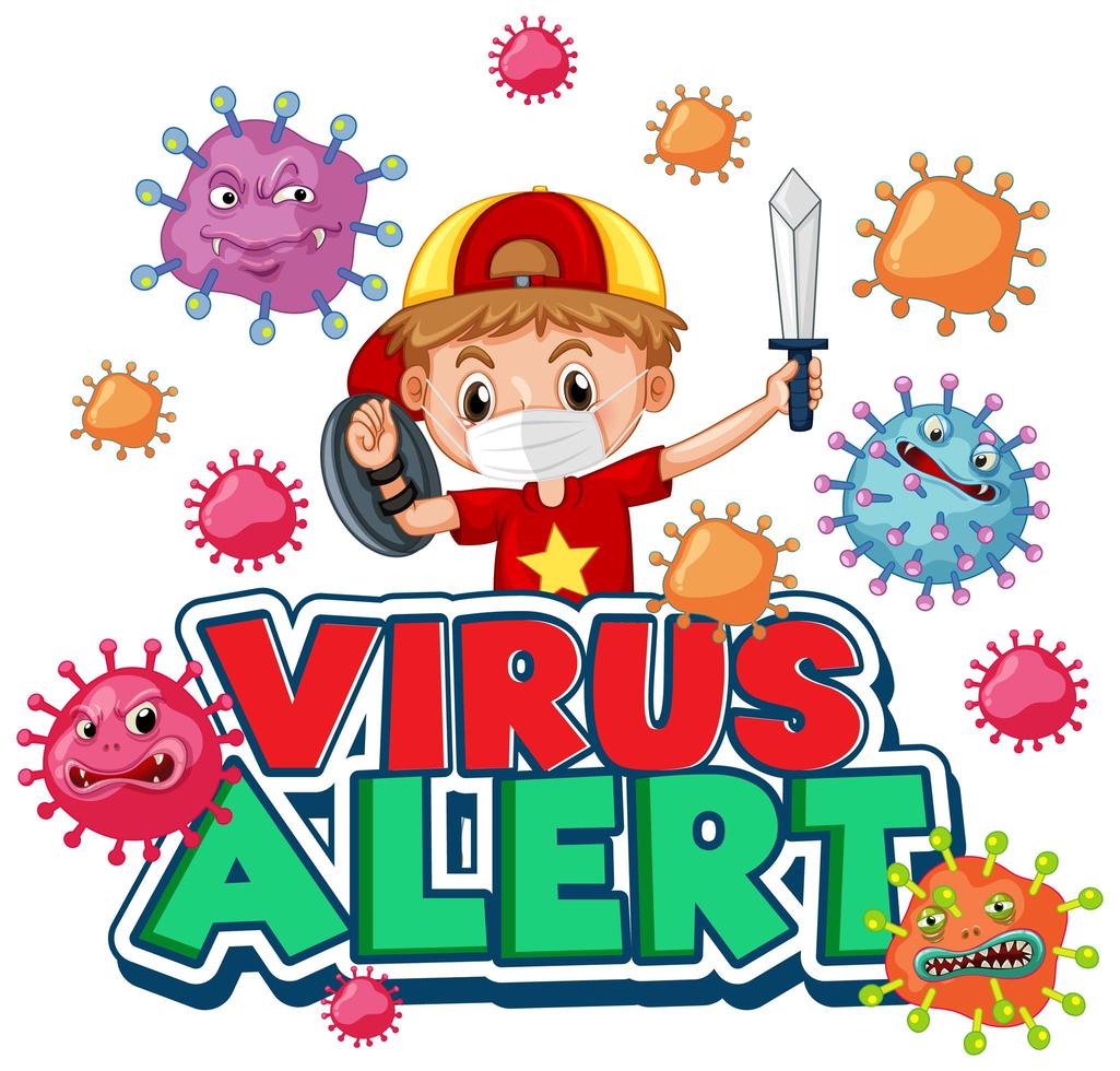 virus alert posterontwerp met jongen vector