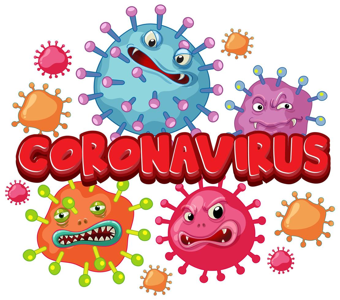 coronavirus posterontwerp met woord- en viruscellen vector