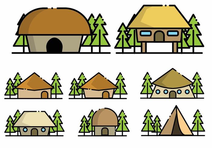 Minimalistische Shack Icon Set vector