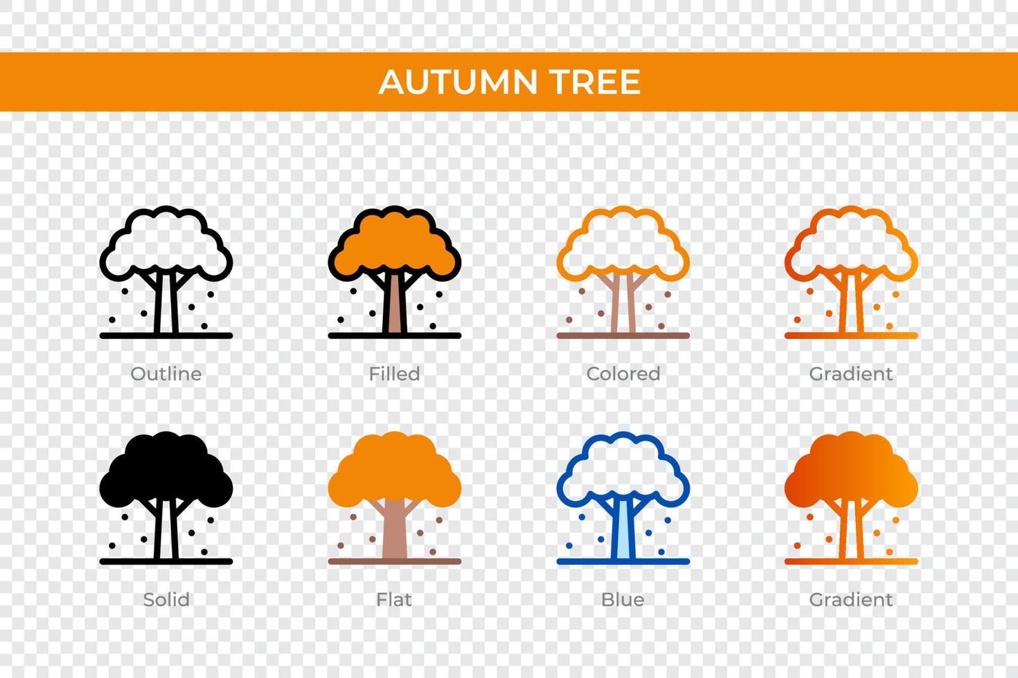 herfst boom icoon in verschillend stijl. herfst boom vector pictogrammen ontworpen in schets, stevig, gekleurd, gevuld, verloop, en vlak stijl. symbool, logo illustratie. vector illustratie