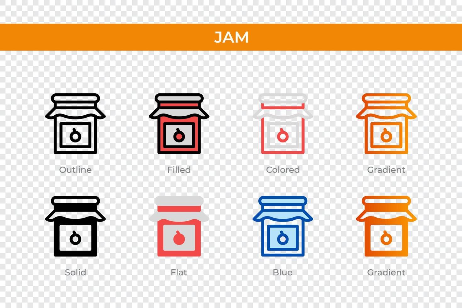 jam icoon in verschillend stijl. jam vector pictogrammen ontworpen in schets, stevig, gekleurd, gevuld, verloop, en vlak stijl. symbool, logo illustratie. vector illustratie