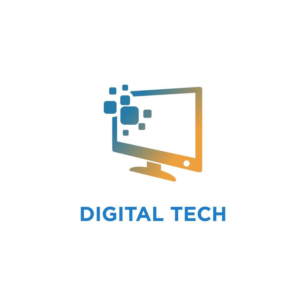 digitaal pc pixel computer logo ontwerp voorraad vector