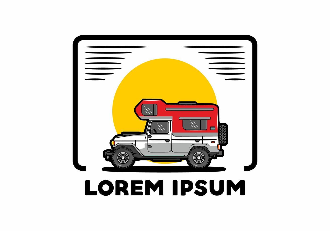 gedrongen camper auto illustratie insigne vector