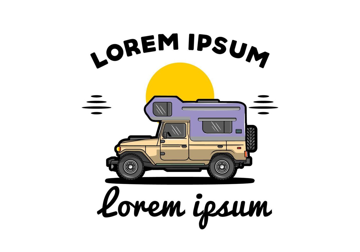 gedrongen camper auto illustratie insigne vector