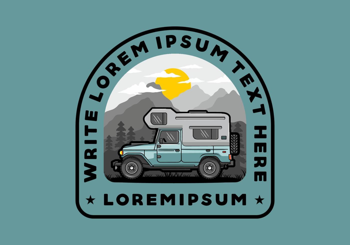 gedrongen camper auto illustratie insigne vector