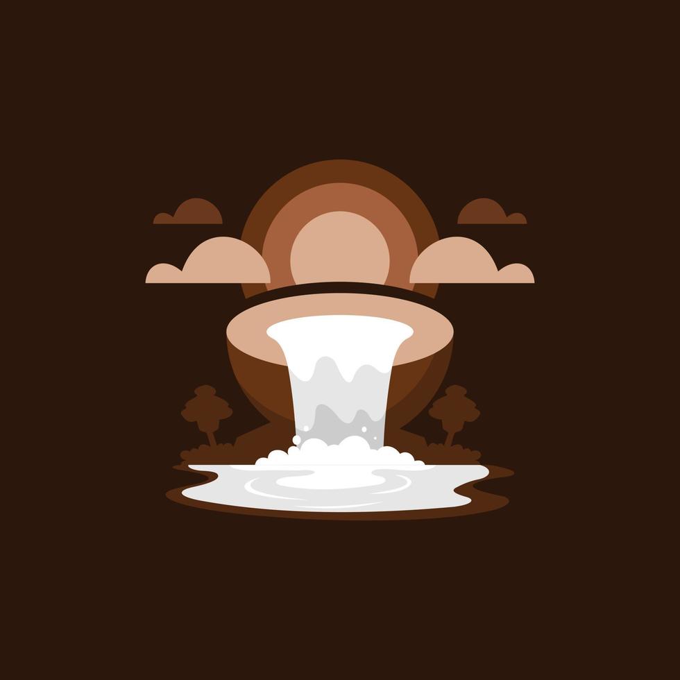 kokosnoot waterval landschapsarchitectuur logo vector