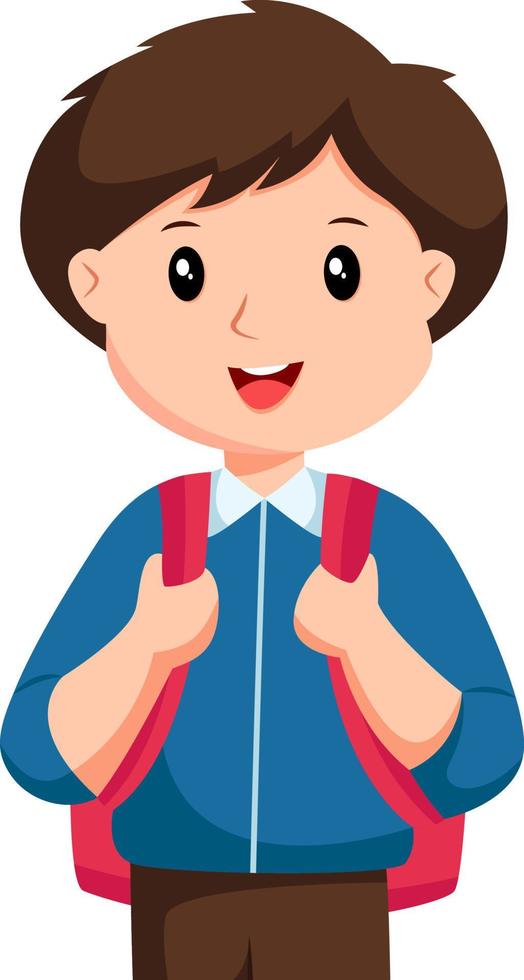 schattig weinig jongen met zak karakter ontwerp illustratie vector