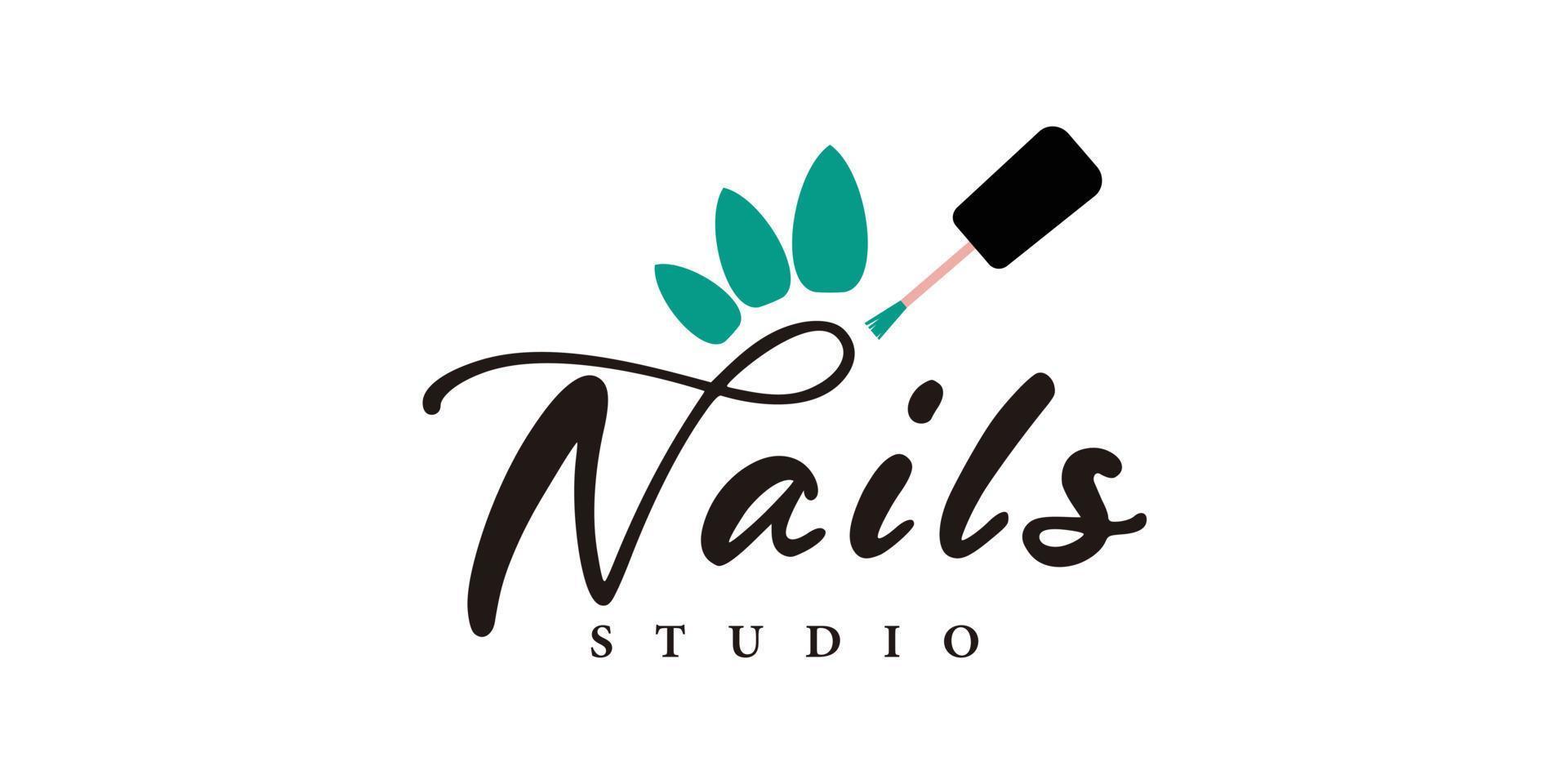 nagel studio logo ontwerp met stijl en creatief concept vector