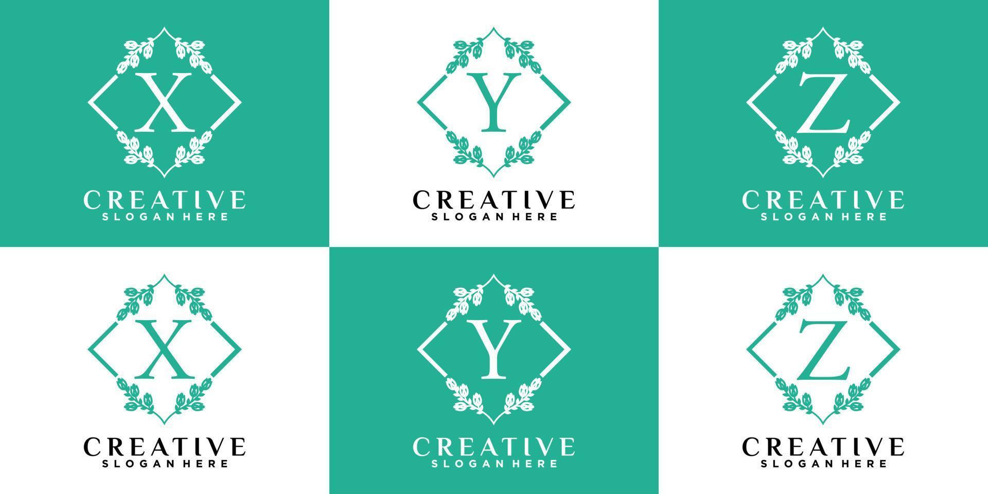 monogram logo ontwerp eerste laatste xyz met stijl en creatief concept vector