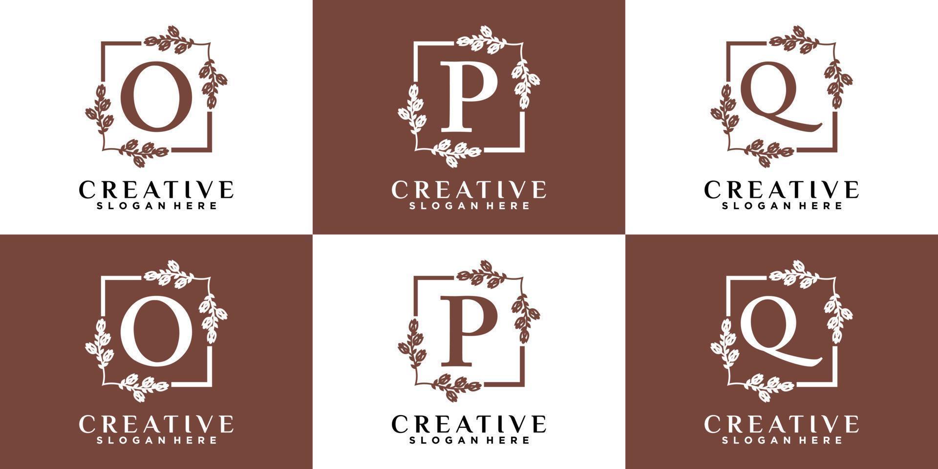 alfabet O p q logo ontwerp met stijl en creatief concept vector