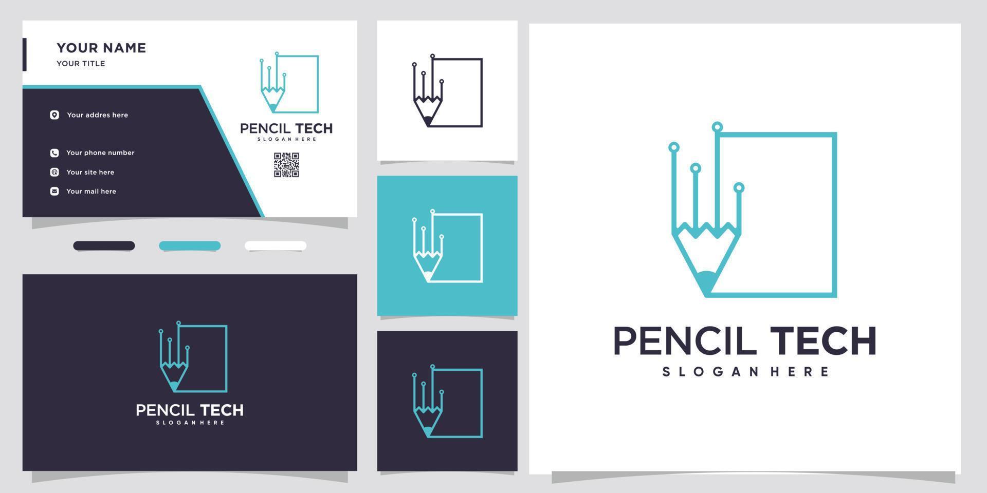 potlood tech logo ontwerp met stijl en creatief concept vector