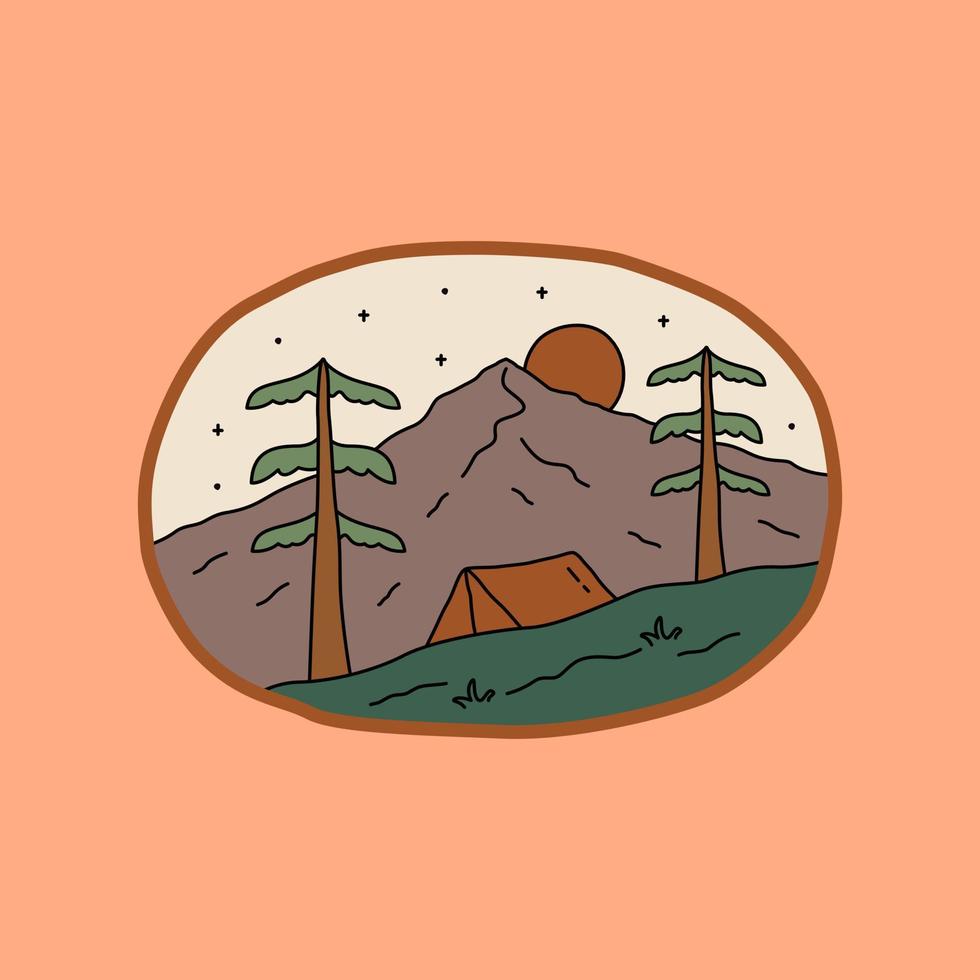 ontwerp van natuur berg camping Aan de nacht voor insigne, sticker, lapje, t overhemd ontwerp, enz vector