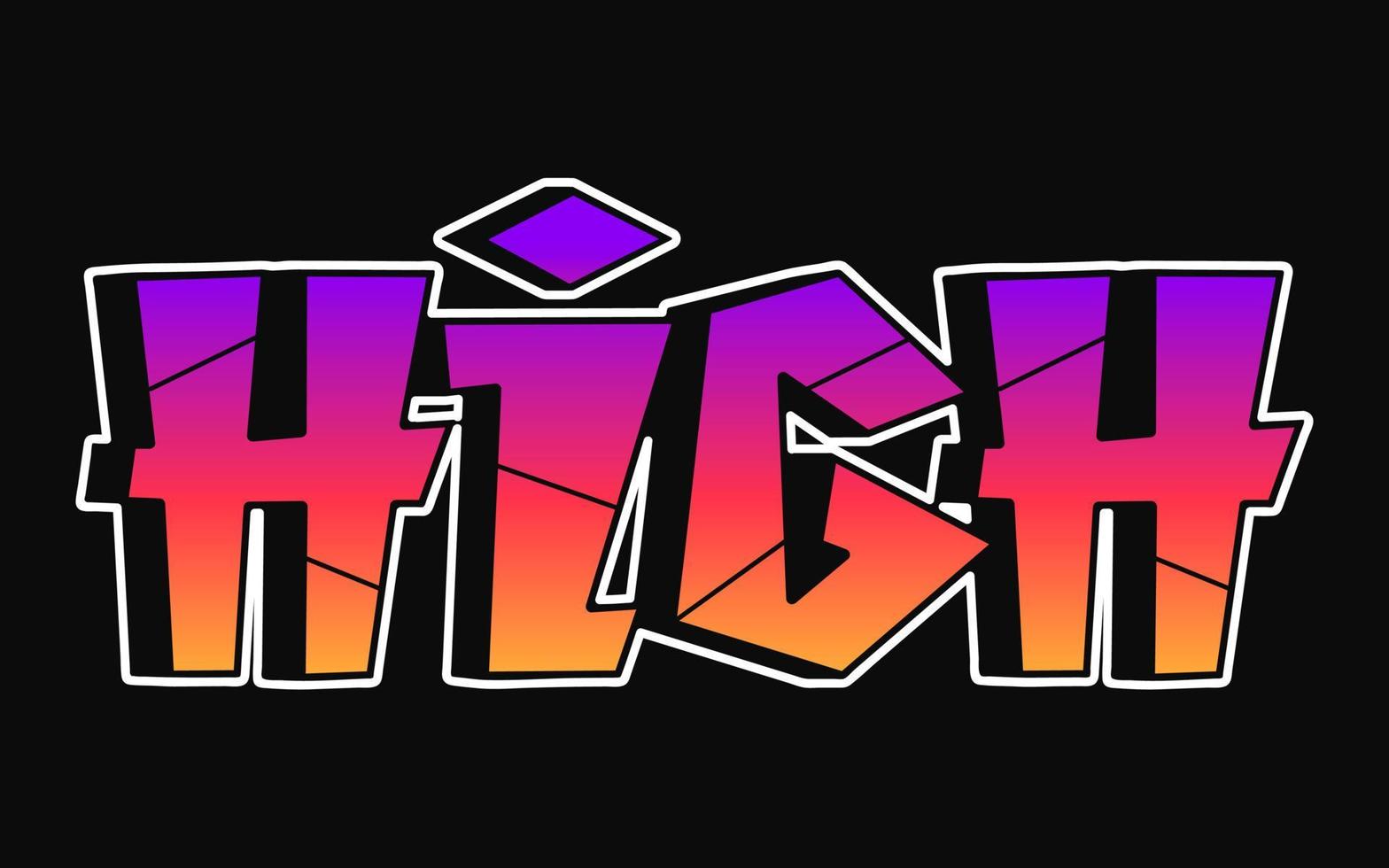 hoog woord trippy psychedelisch graffiti stijl letters.vector hand- getrokken tekening tekenfilm logo hoog illustratie. grappig koel trippy brieven, mode, graffiti stijl afdrukken voor t-shirt, poster concept vector