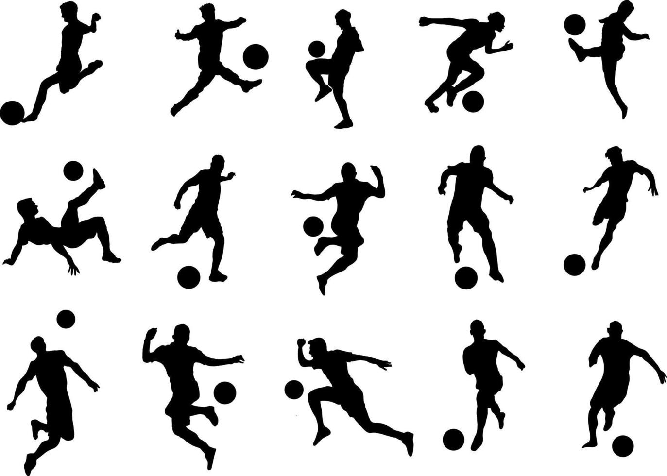 een verzameling van silhouet voetballers voor artwork collecties. vector